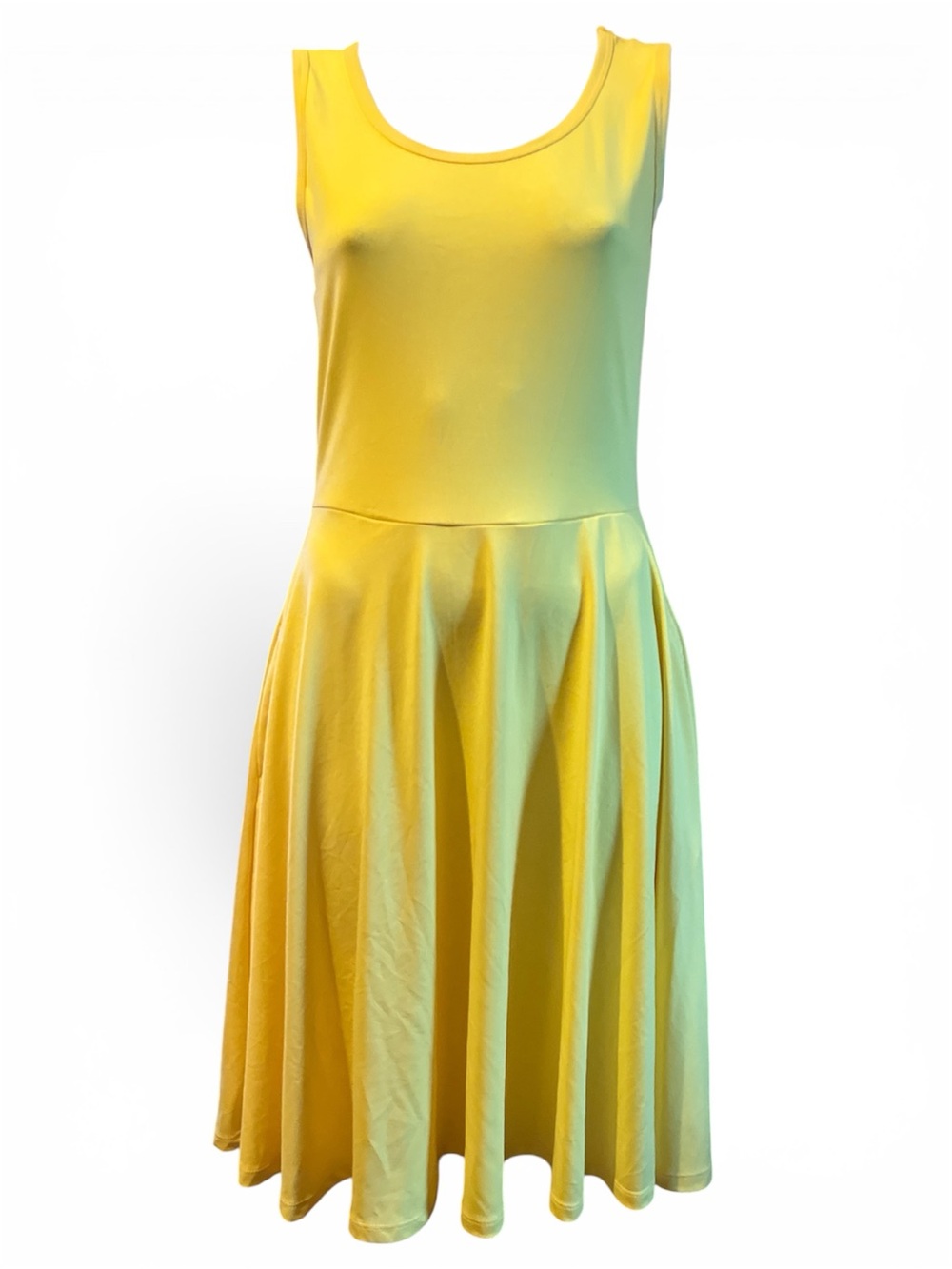 LuLaRoe Yellow Scoop-Neck Midi Fit-and-Flare Dress